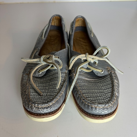 Sperry Silver‎ Metallic Top Sider Boat Shoe Women Size 5.5 - Picture 3 of 8